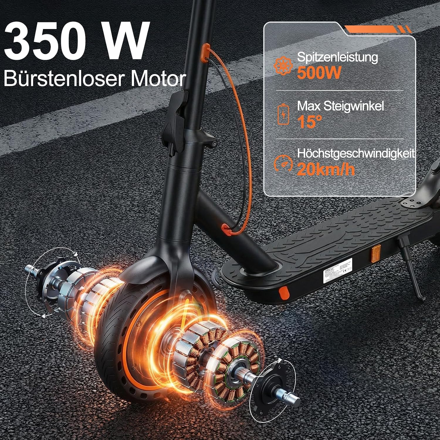 E-Scooter mit Straßenzulassung T-Serie, APP-Steuerung, 30-35km Reichweite, 350W Motor, 8,5 Zoll Wabenreifen, Duales Bremssystem – für Erwachsene