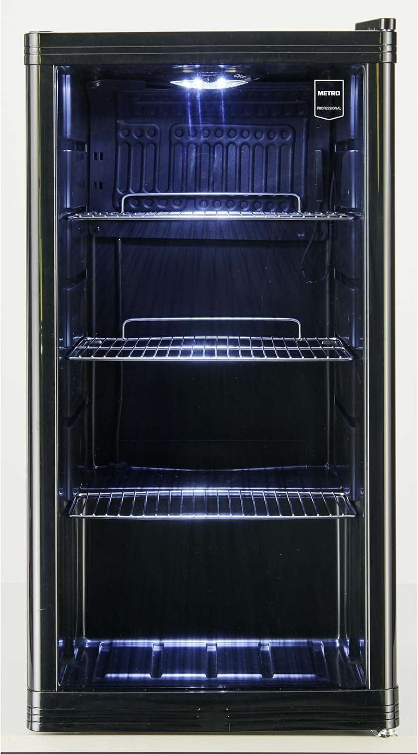 Mini-Kühlschrank 88 L GPC1088, 1.052 kWh/24h, 3 Edelstahl-Drahtböden, schwarz