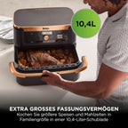 FlexDrawer Dual-Zone Heißluftfritteuse, 10,4L, herausnehmb. Trenner, Antihaft, spülmaschinenfest, 7-in-1, schwarz/kupfer, AF500EUCP