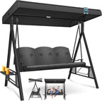 Hollywoodschaukel 3-Sitzer, Sonnendach + Polster, bis 360kg, Anti-Rutsch-Füße, wasserabweisend für Outdoor/Indoor
