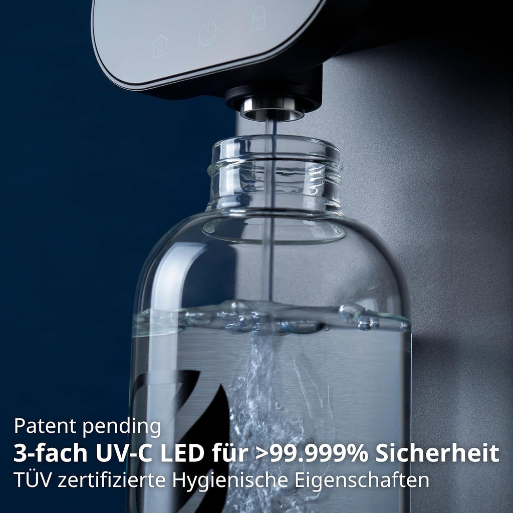 Fusion Air Auftisch-Osmoseanlage, ohne Installation, Heißwasserspender, Filterung + Mineralien, 3x UV-C LED, Abwasser 2:1, TÜV-zertifiziert