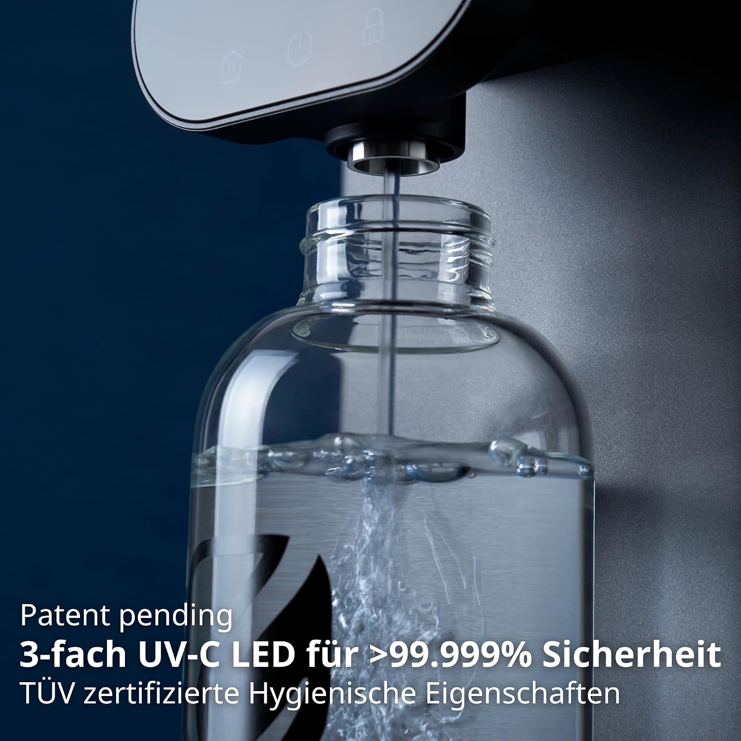 Fusion Air Auftisch-Osmoseanlage, ohne Installation, Heißwasserspender, Filterung + Mineralien, 3x UV-C LED, Abwasser 2:1, TÜV-zertifiziert