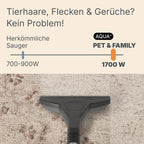 Aqua+ PET & Family – 1700W starker Nass- und Trockensauger für Tierhaare mit Wischfunktion und Polsterreinigung für Teppich, Sofa, Polster & Matratze