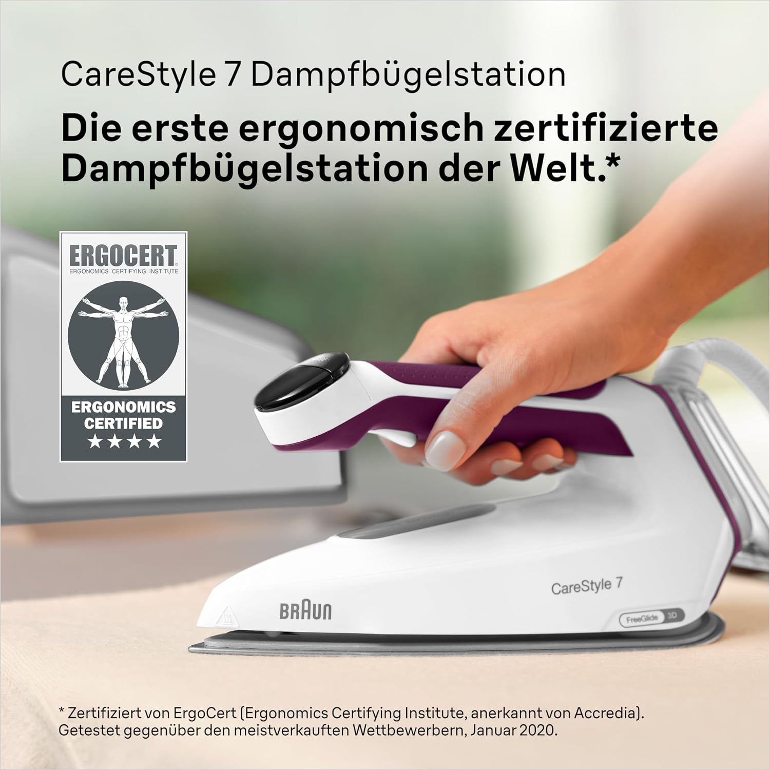 CareStyle 7 IS 7266 VI Dampfbügelstation, FreeGlide 3D Sohle, iCare, iMode, V-Dampf, FastClean, 550g/min Dampfstoß, 2L Tank, 2700W, Weiß-Violett