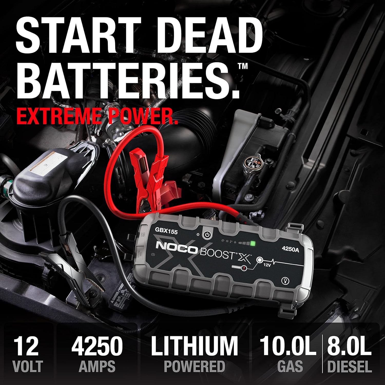 Boost X GBX155 4250A UltraSafe Starthilfe-Powerbank, 12V, inkl. Starterkabel, Booster für Benziner bis 10L & Diesel bis 8L