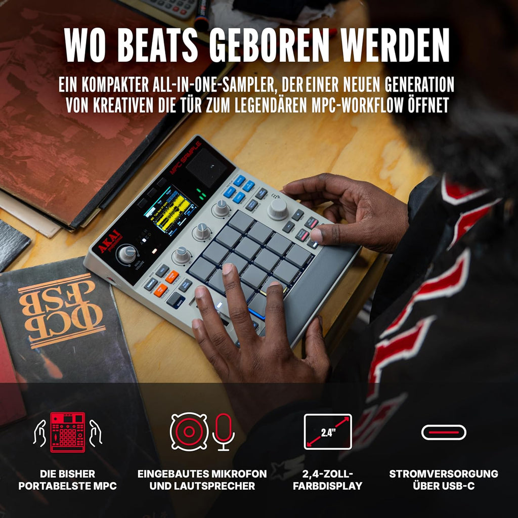 MPC Sample - Standalone Portable Sampler, Sequenzer und Effektprozessor mit Akku, USB-C, integriertem Lautsprecher und Mikrofon