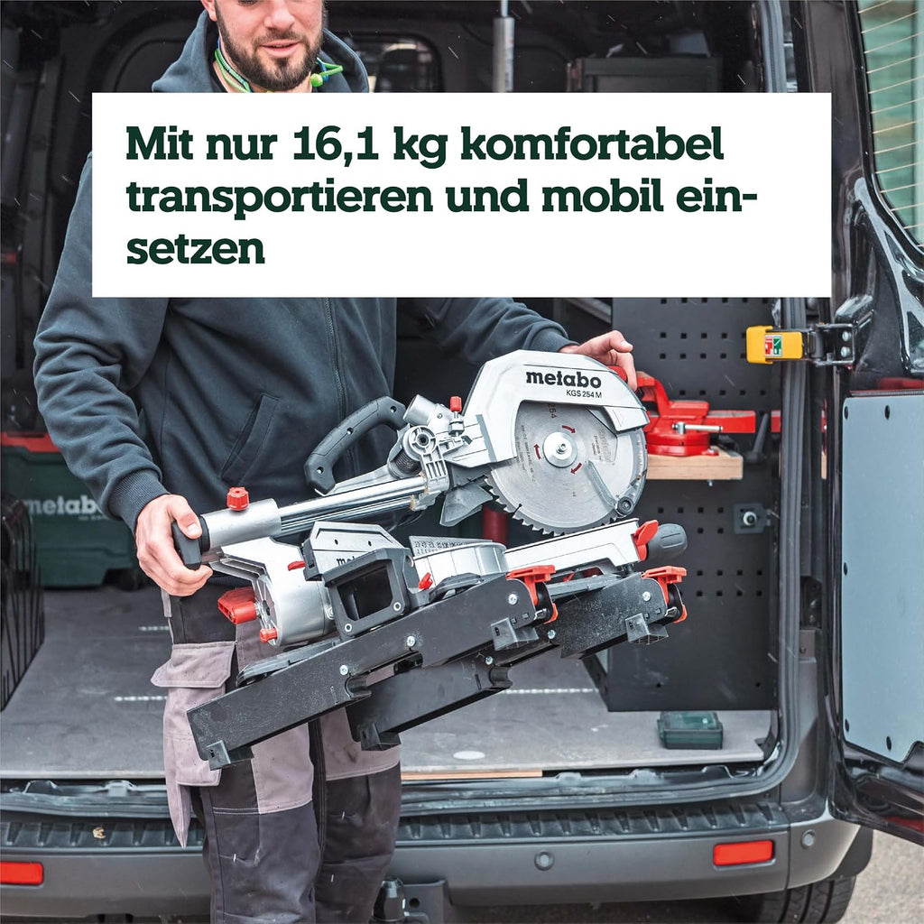 Kapp- und Gehrungssäge KGS 254 M – Precision Cut Line, 254 mm Sägeblatt, Zugfunktion, 2 m Kabellänge