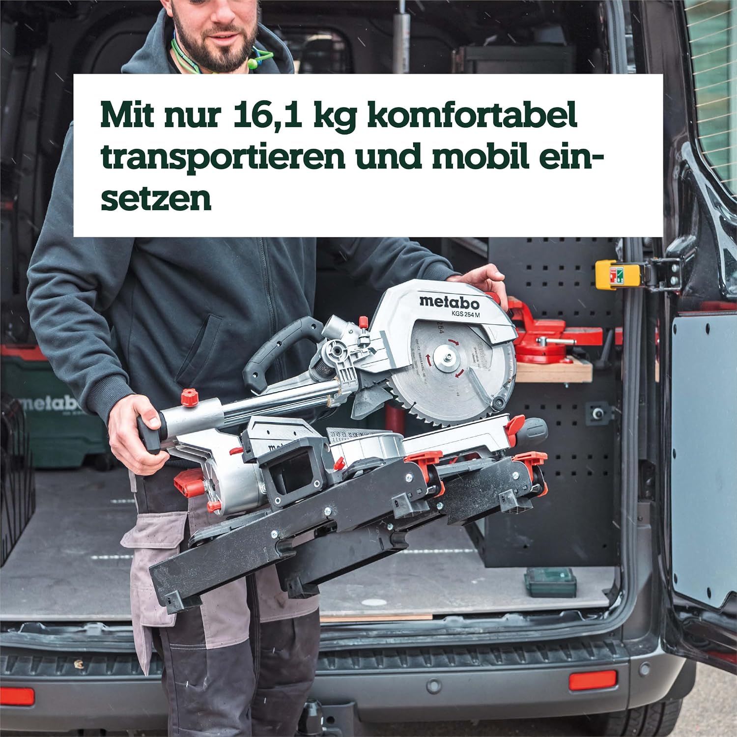 Kapp- und Gehrungssäge KGS 254 M – Precision Cut Line, 254 mm Sägeblatt, Zugfunktion, 2 m Kabellänge