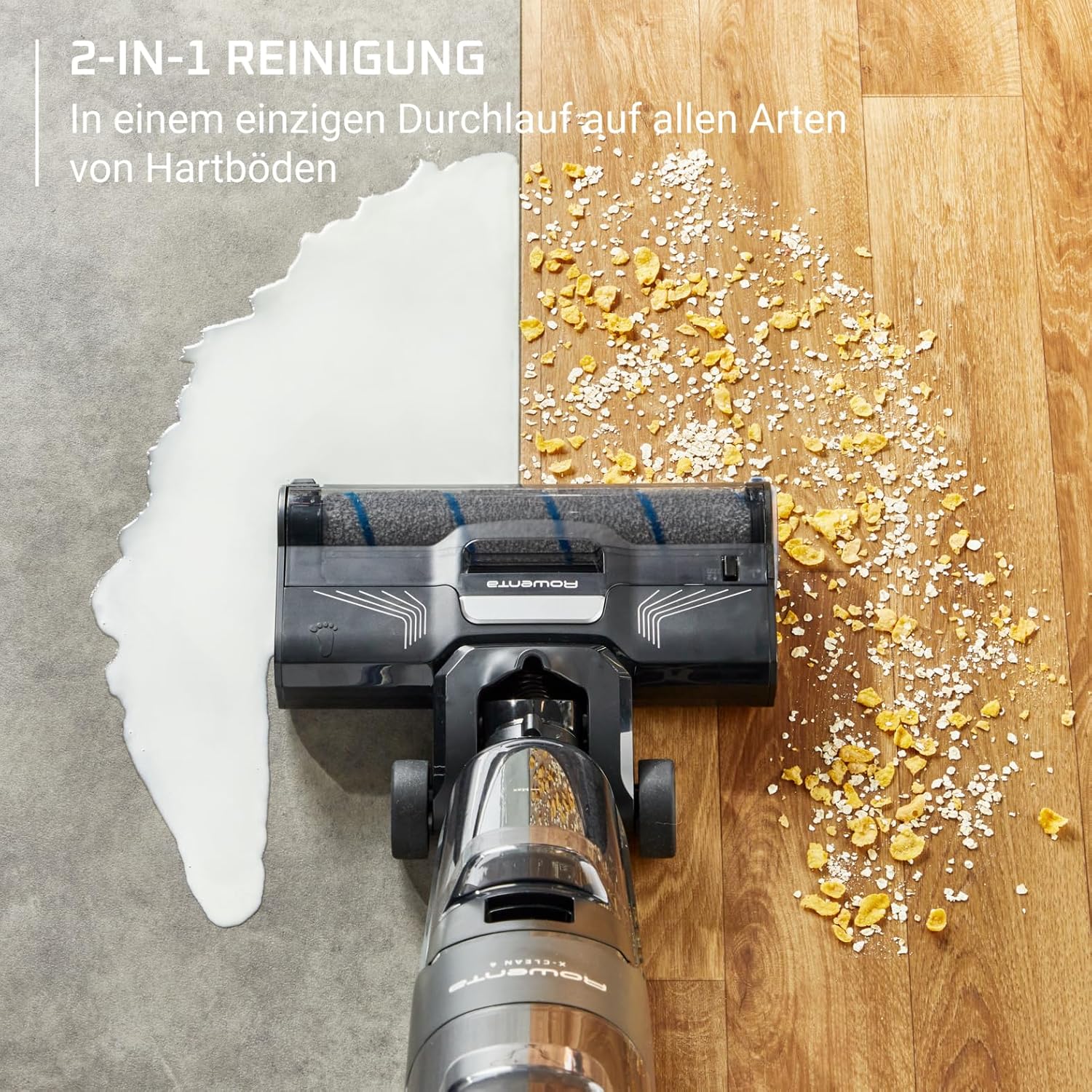 X-Clean 4 kabelloser Nass-/Trockensauger, Selbstreinigung, 50 Min., Schmutz-Erkennung, smartes LED-Display, für Hartböden, grau, GZ5036WO