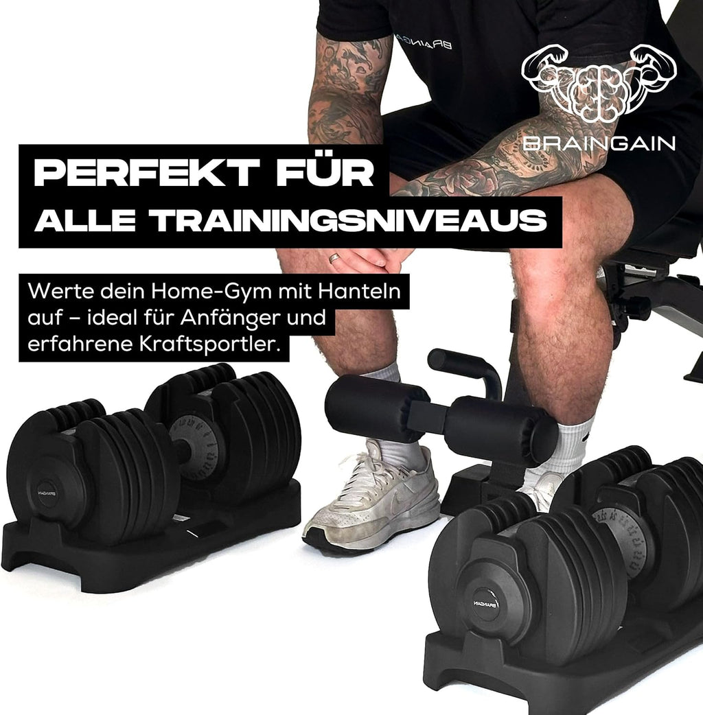 Verstellbares Kurzhantel-Paar, 15-in-1 (24kg) Gewichtsstufen, Smart-Click-Technologie, Anti-Rutsch-Griff, platzsparend für Heimtraining