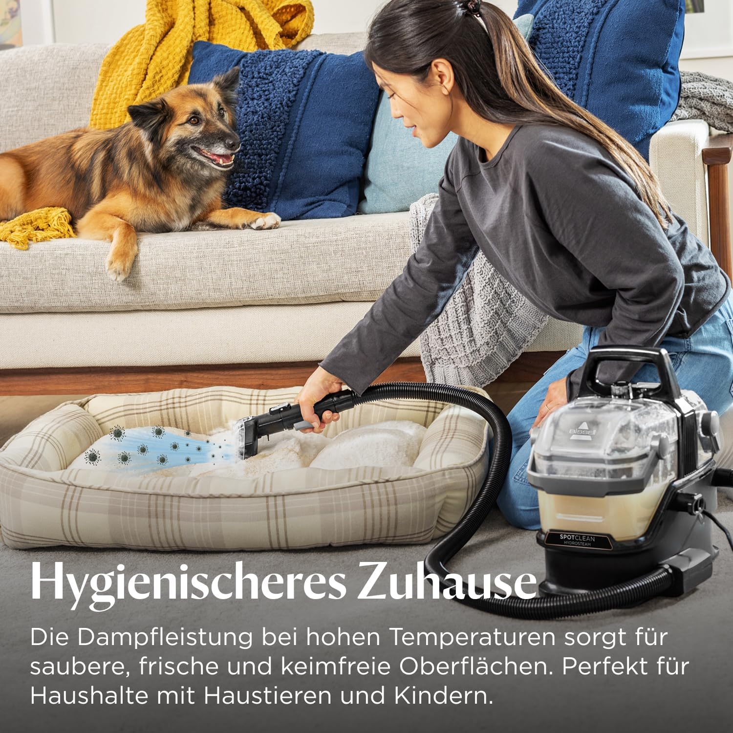 SpotClean HydroSteam Polster- und Teppichreiniger mit HydroSteam Dampf- & Nasssauger, 1000W Motor, für Teppiche, Polster, Auto, Modell 3689N