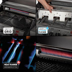 Gasgrill MONROE PRO 3 SIK TURBO, 3 Edelstahlbrenner, Seitenkocher, Infrarot-Backburner, PanoVision, HEAT RANGE, 800°C Turbo Zone, Silber/Schwarz
