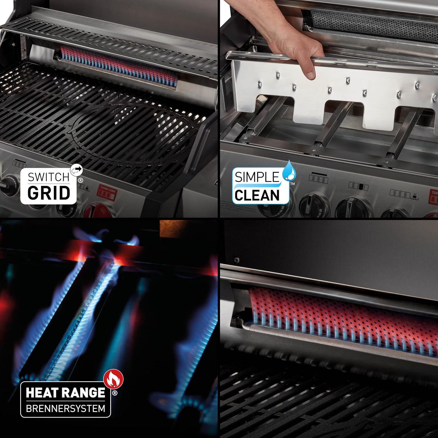 Gasgrill MONROE PRO 3 SIK TURBO, 3 Edelstahlbrenner, Seitenkocher, Infrarot-Backburner, PanoVision, HEAT RANGE, 800°C Turbo Zone, Silber/Schwarz