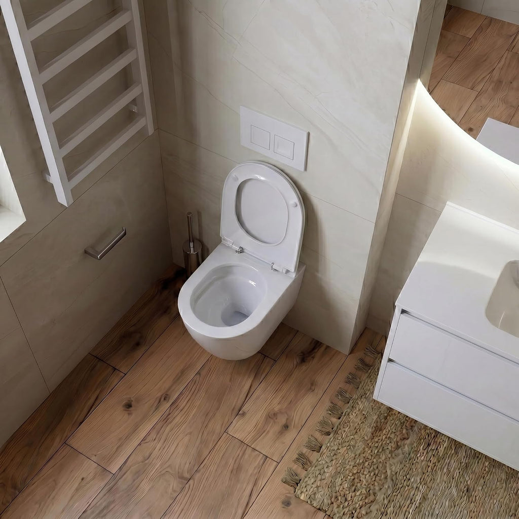 Duofix Basic Vorwandelement + Wand WC Dalia Weiß spülrandlos Tornado Spülsystem + WC-Sitz Absenkautomatik + Bedienplatte Delta 25 weiß - Komplettset