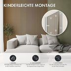 5 Stück Akustikpaneele Holz 240x50 cm - Eiche Geölt Dekor - Wandverkleidung als 3D Lamellenwand für effektiven Schallschutz - Holzpaneele