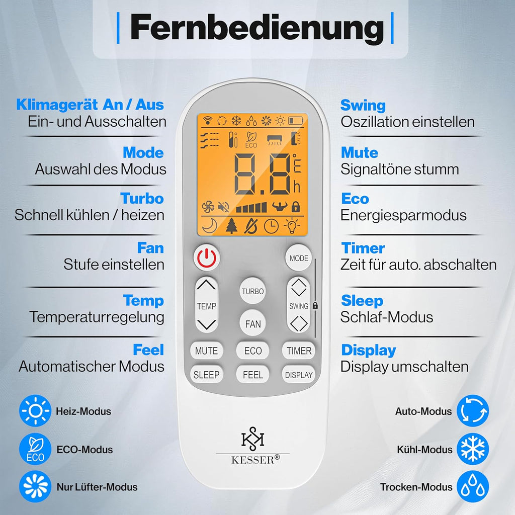 Klimaanlage Set Split, WiFi/App, Kühlen A++/Heizen A+, 18000 BTU/h (5300W), sehr leise, R32, Fernbedienung, Timer, Montagematerial, Weiß