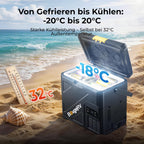 CRH20 20L Kompressor Kühlbox mit Akku 240Wh, tragbar 12/24/230V, App-Steuerung, IPX4 Mini-Kühlschrank für Camping Reisen Boot Angeln, -20~20°C (2026 Neu)