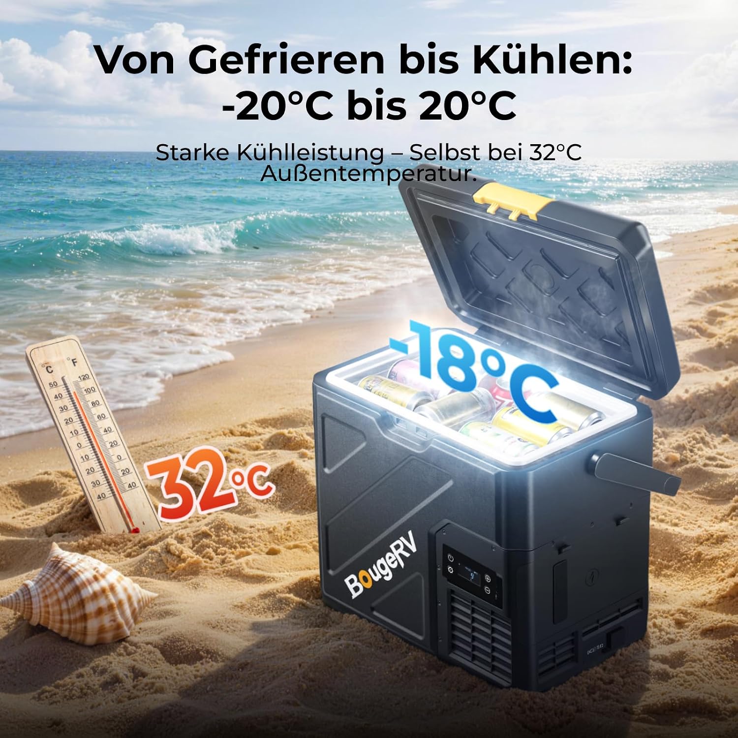 CRH20 20L Kompressor Kühlbox mit Akku 240Wh, tragbar 12/24/230V, App-Steuerung, IPX4 Mini-Kühlschrank für Camping Reisen Boot Angeln, -20~20°C (2026 Neu)
