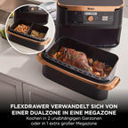 FlexDrawer Dual-Zone Heißluftfritteuse, 10,4L, herausnehmb. Trenner, Antihaft, spülmaschinenfest, 7-in-1, schwarz/kupfer, AF500EUCP
