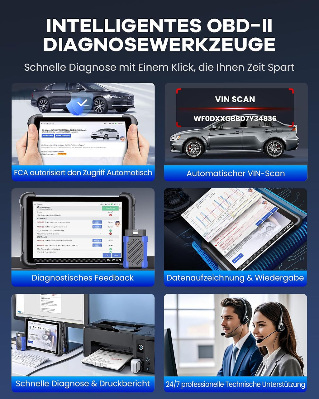 AI-OBD2 892BT Diagnosegerät, 34 Reset-Funktionen, volle Systemdiagnose, ECU-Kodierung, BI-direktionale Steuerung