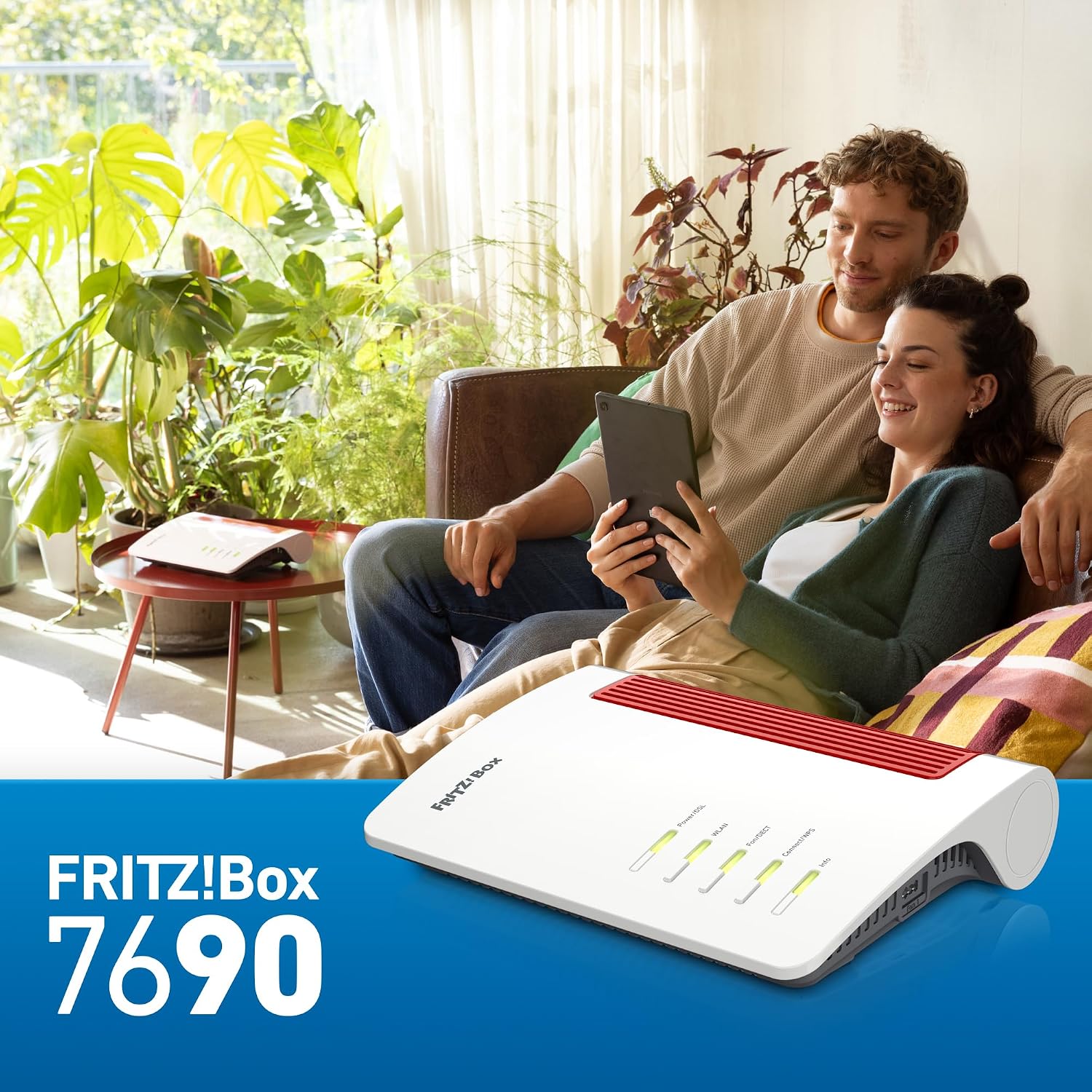 7690 Wi-Fi 7 DSL-Router, 5.760 MBit/s (5GHz) & 1.376 MBit/s (2,4 GHz), VDSL-Supervectoring bis 300 MBit/s, WLAN Mesh, DECT-Basis