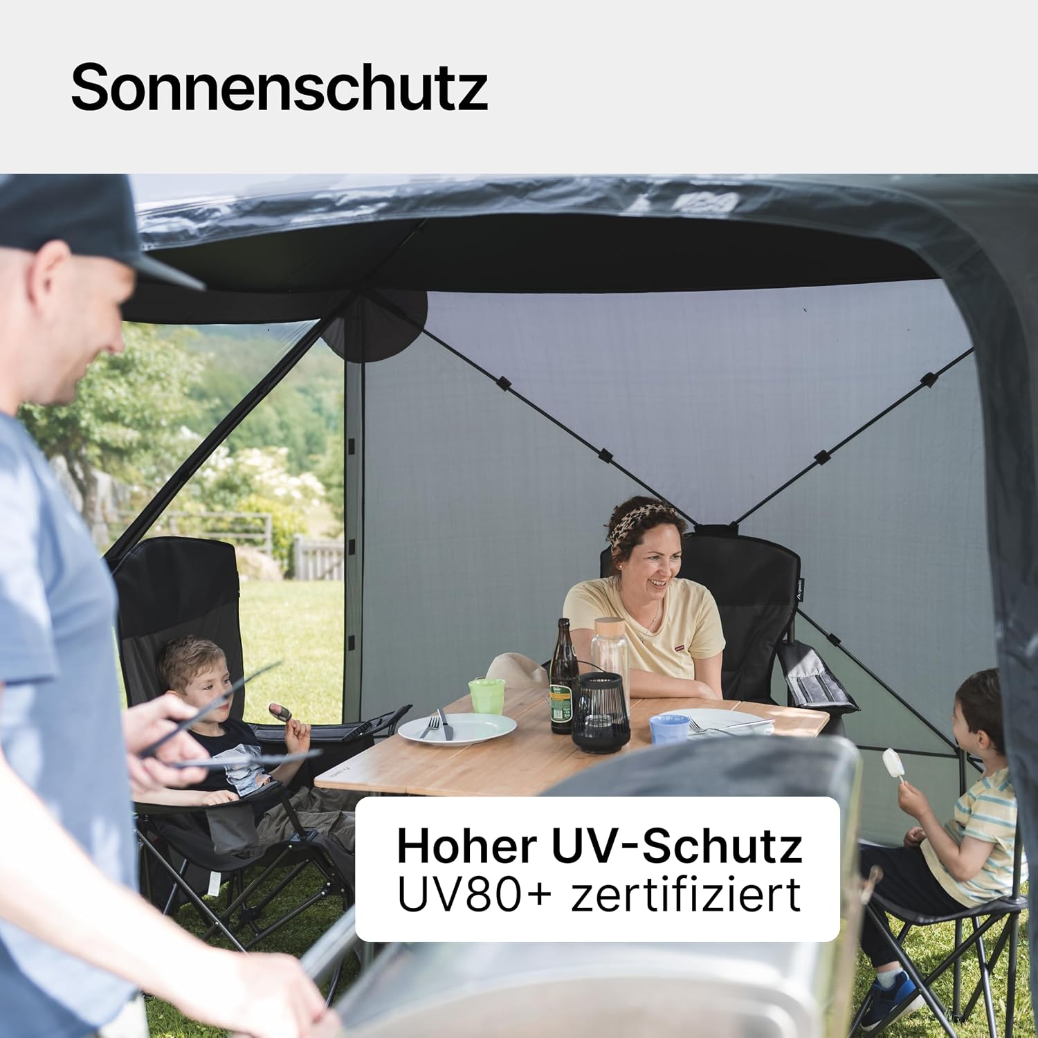 Faltbarer Pop Up Pavillon 2x2m mit Schnellaufbau & UV-Schutz - wasserabweisender Camping Pavillon mit Sturmleinen & robusten Stahlheringen