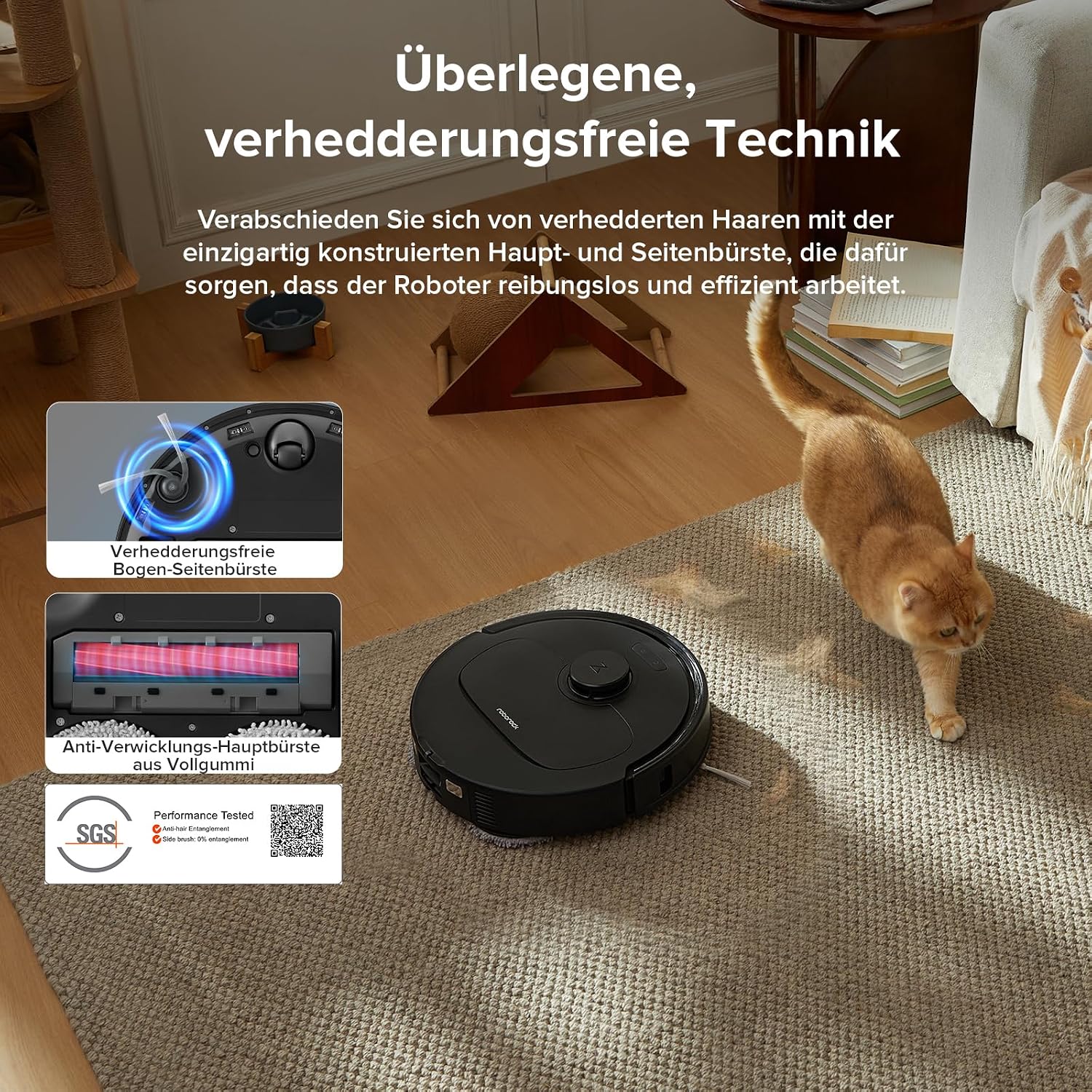 Qrevo Serie + Wischfunktion, 8000Pa (upgraded v. Qrevo S), Anti-Verfilz.-Bürste, Hindernisv., LiDAR-Nav., Dock, schwarz (QV35A)