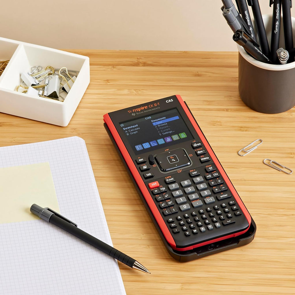 TI-Nspire CX II-T CAS Graphikrechner mit 800 Funktionen, farbige Darstellung, 3D Anzeige, Schwarz Rot