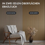 5 Stück Akustikpaneele Holz 240x50 cm - Eiche Geölt Dekor - Wandverkleidung als 3D Lamellenwand für effektiven Schallschutz - Holzpaneele