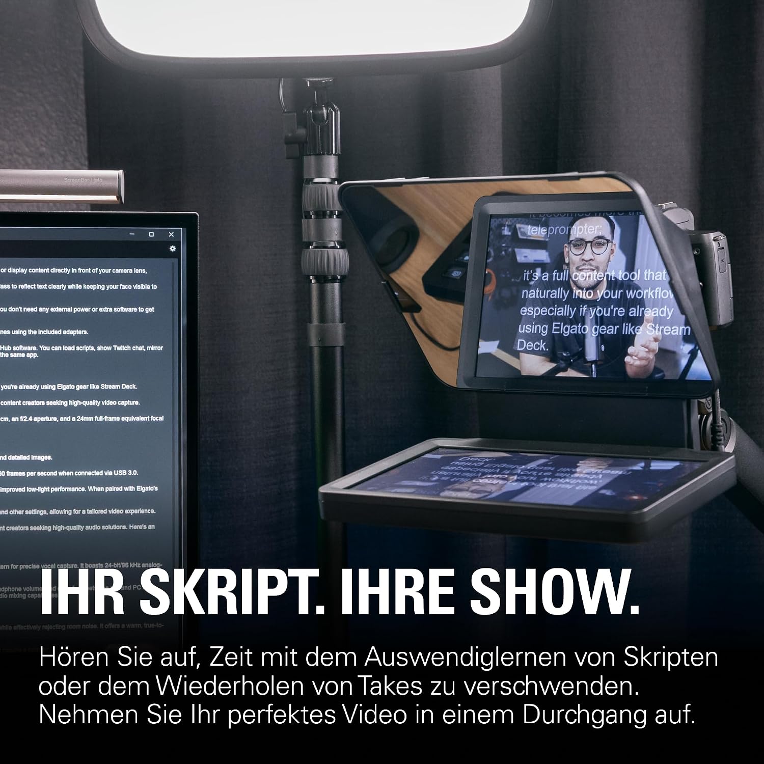 Prompter – Teleprompter mit integriertem Bildschirm, Drag&Drop-Monitoranzeige
