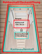 Bodentreppe wärmegedämmt 112 x 60 cm U-Wert 0,77 Lichte Raumhöhe bis 260 cm