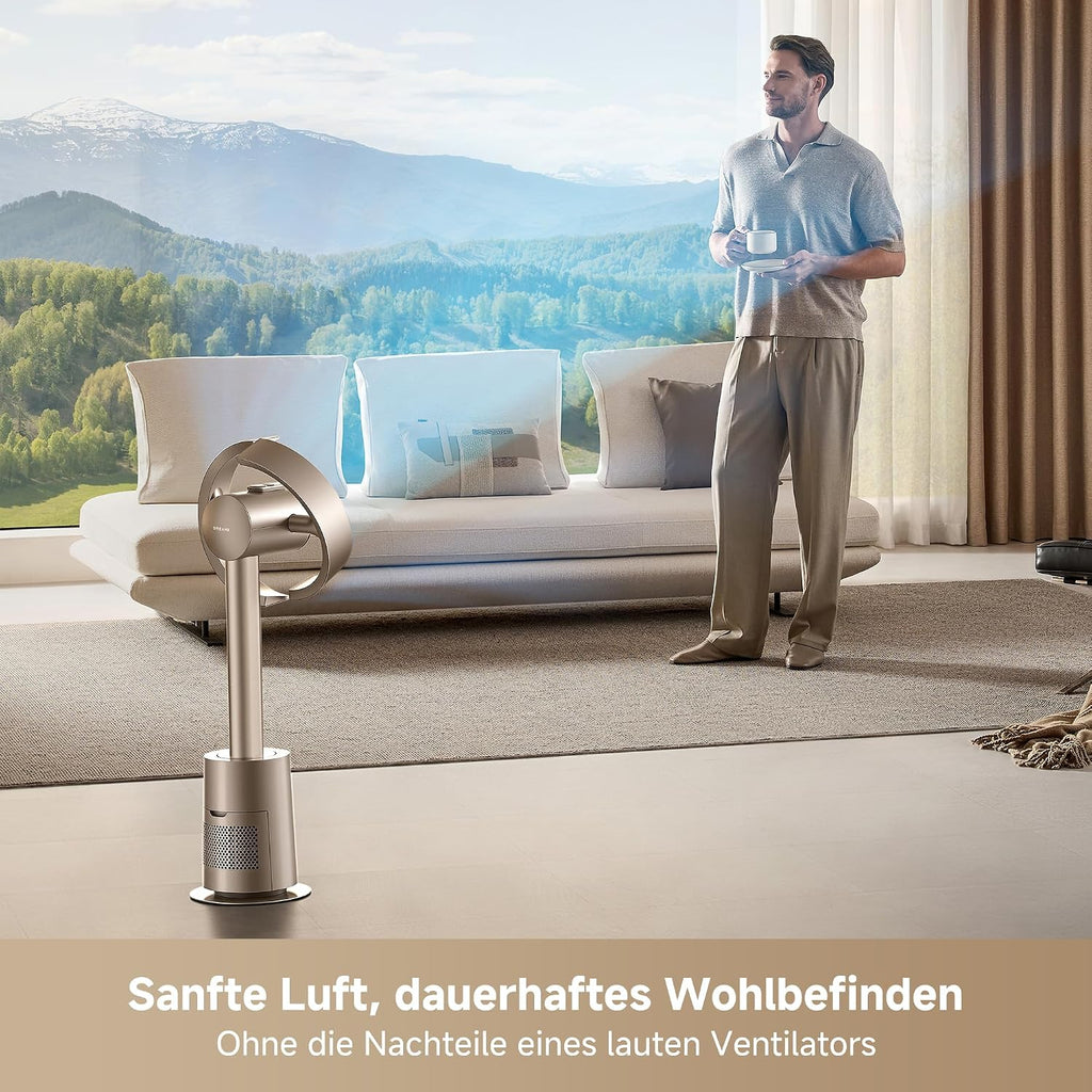 MF10 Flügelloser Ventilator mit 270°-Raumluftstrom, temperaturadaptiver Luftstrom, intelligenter Windstrom, waschbarer Filter