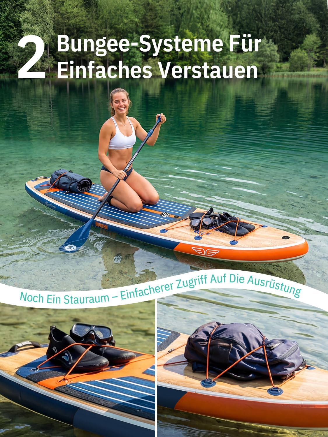 SUP-Board (Extra Groß) für 2+1 Pers./Familie, Balancierflügel + wasserdichte Hülle, Einsteiger-SUP für Erwachsene, Geschenkidee