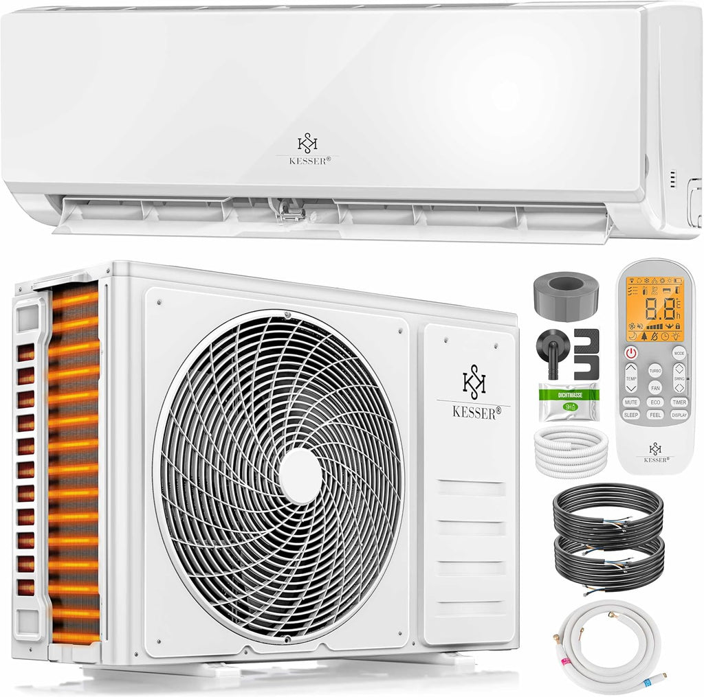 Klimaanlage Set Split, WiFi/App, Kühlen A++/Heizen A+, 18000 BTU/h (5300W), sehr leise, R32, Fernbedienung, Timer, Montagematerial, Weiß