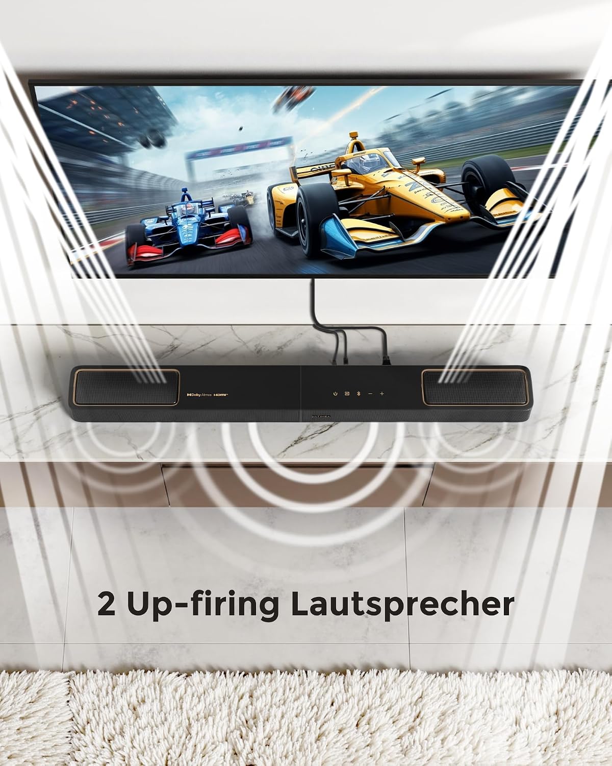 5.1.2 Soundbar mit Dolby Atmos, 2 Surround-Lautsprechern, App Steuerung, 6,5'' Subwoofer, Bluetooth 5.4, HDMI eARC, Skywave F40 Boom