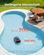 Poolroboter 2026, Wand/Boden/Wasserlinie/Flachzone, 200 Min., 6,9 kg, 3μm Filter, Akku, bis 200 m², orange