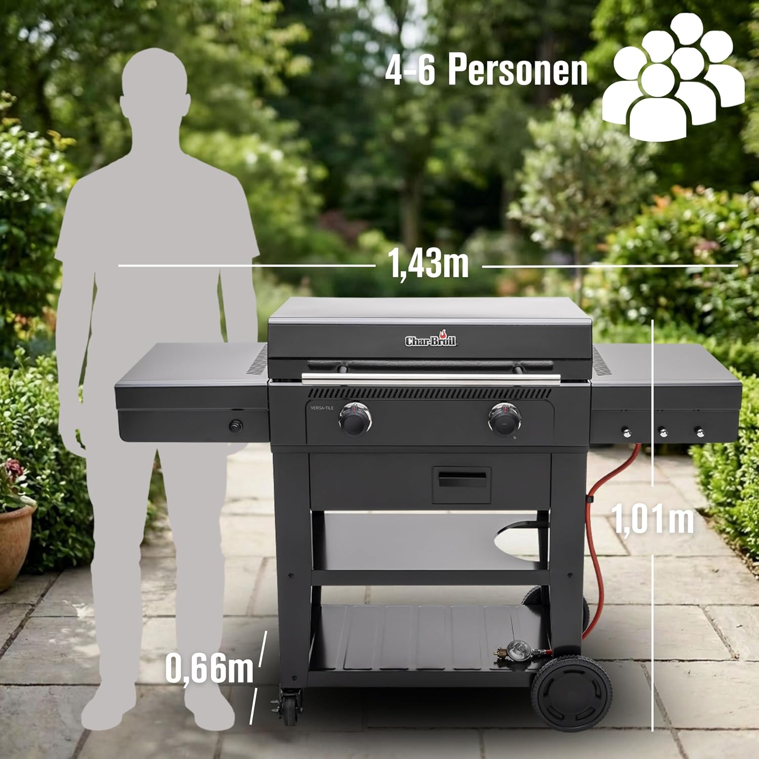 Griddle-Gasgrill Plancha Versa-Tile - 3-in-1 System: Griddle, Grill & Pizzaofen, 2-Zonen