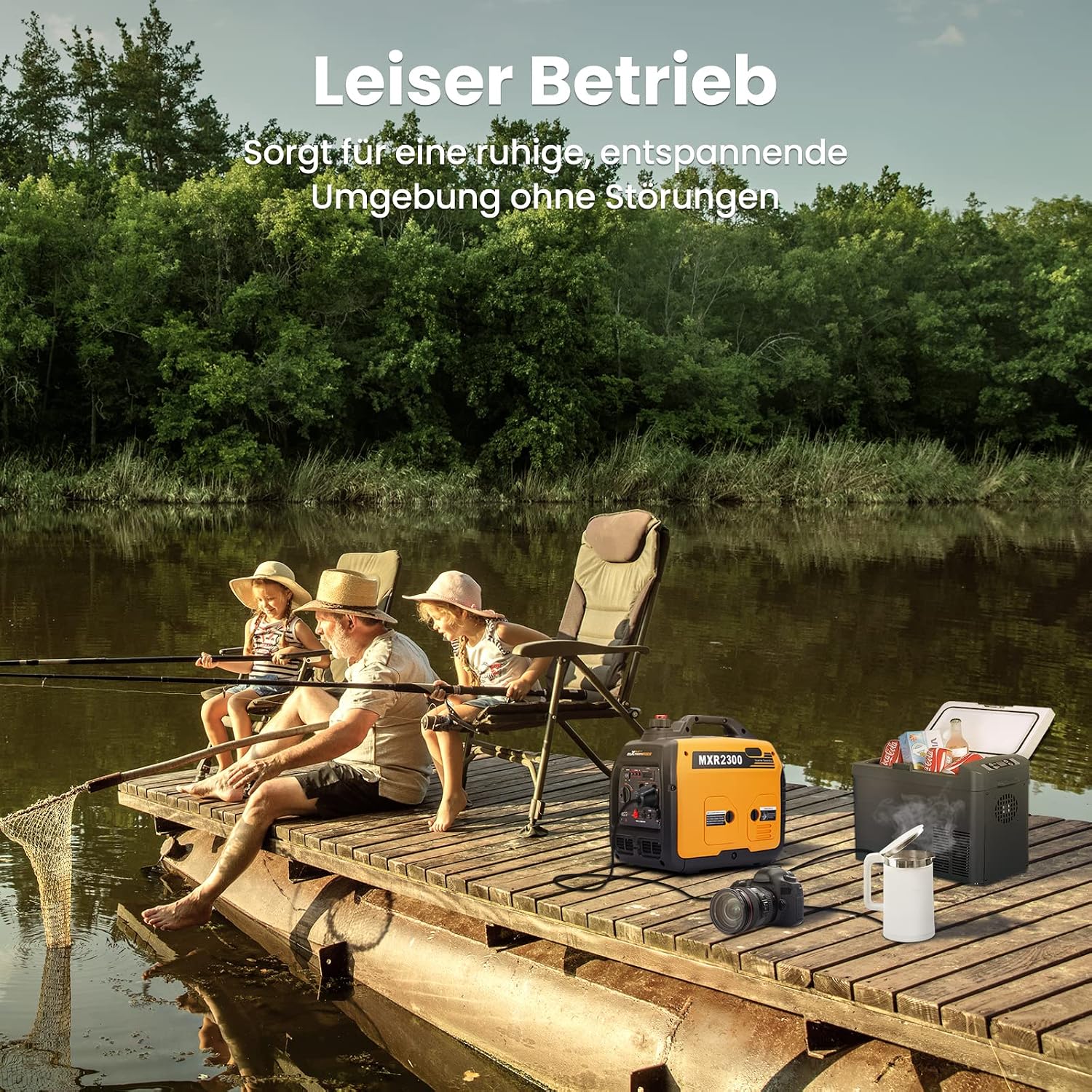 2300W Inverter Stromerzeuger Superleise Tragbarer für Outdoor Camping Wohnmobil 4 Takt Leicht Notstromaggregat Benzin, USB & 230V Steckdosen