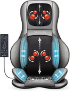 Shiatsu Rücken-Nacken Massagesitzauflage mit Wärme, 2D/3D-Knet, volle Rückenlehne & einstellbare Luftkompresse, Ganzkörpermassage für Damen, Herren
