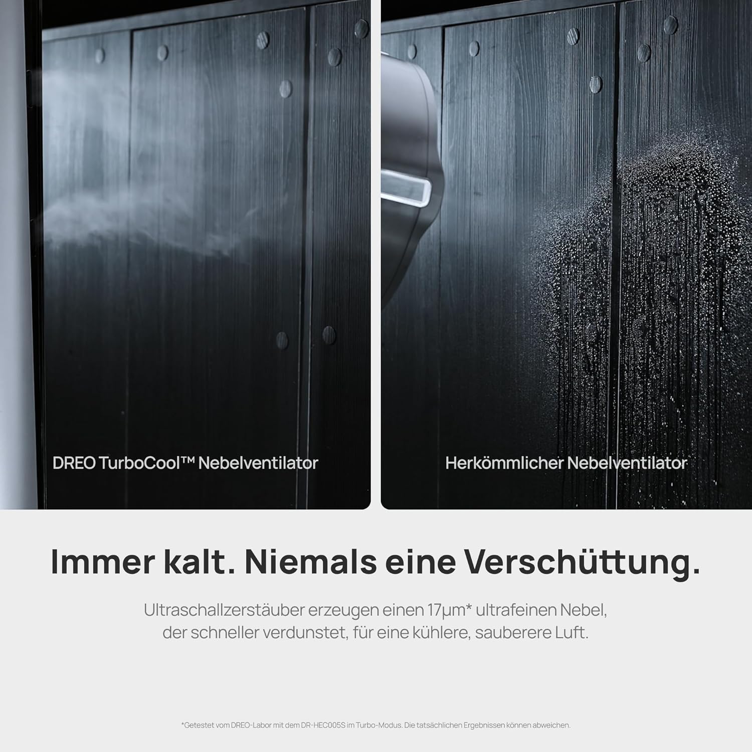 TurboCool Nebelventilator 765S, 3-in-1 Turm, Ultraschall, WLAN+App, 6L Tank, 10.4 m/s, 20 dB DC-Motor, 90° Osz., 12 Stufen, 4 Modi