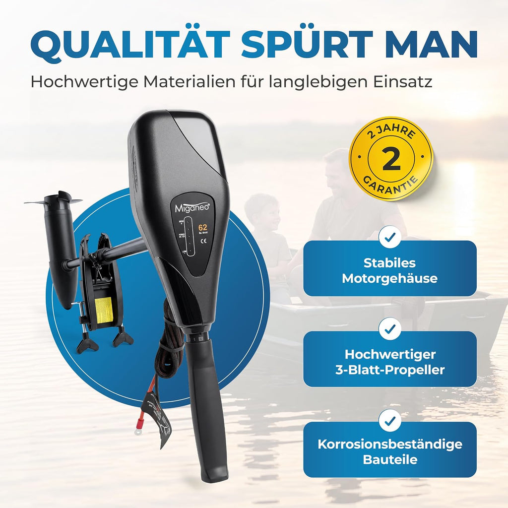 TRS 62 lbs Elektromotor – 696W Außenborder, salzwassertauglich, LED-Batterieanzeige, 12V für Schlauchboote, 5 Vorwärts-/3 Rückwärtsgänge