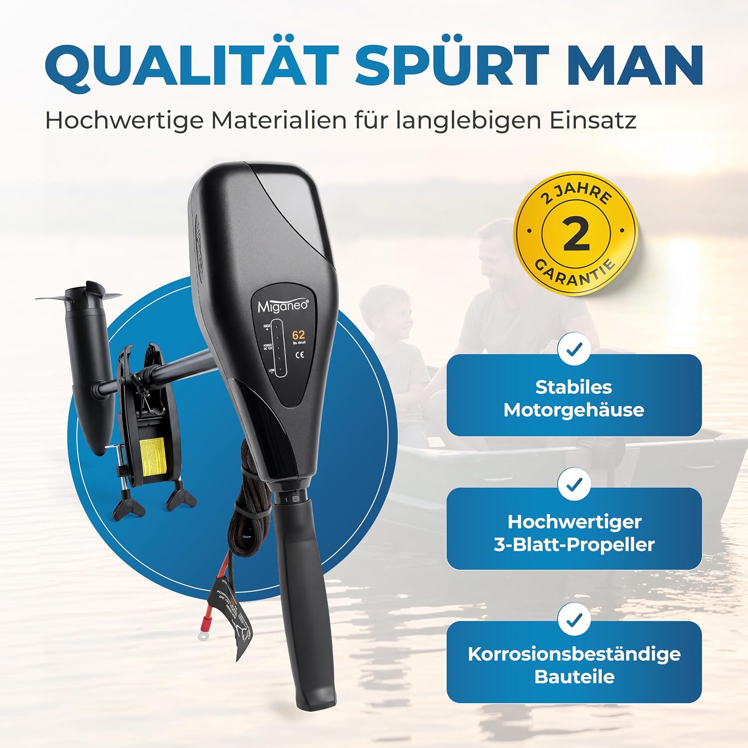 TRS 62 lbs Elektromotor – 696W Außenborder, salzwassertauglich, LED-Batterieanzeige, 12V für Schlauchboote, 5 Vorwärts-/3 Rückwärtsgänge