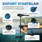 TRS 62 lbs Elektromotor – 696W Außenborder, salzwassertauglich, LED-Batterieanzeige, 12V für Schlauchboote, 5 Vorwärts-/3 Rückwärtsgänge