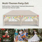 Faltpavillon 3x6m, 6 Seitenwände, wasserabweisend, UV-Schutz 50+, höhenverstellbar, mit Tragetasche, für Outdoor/Garten/Camping, beige