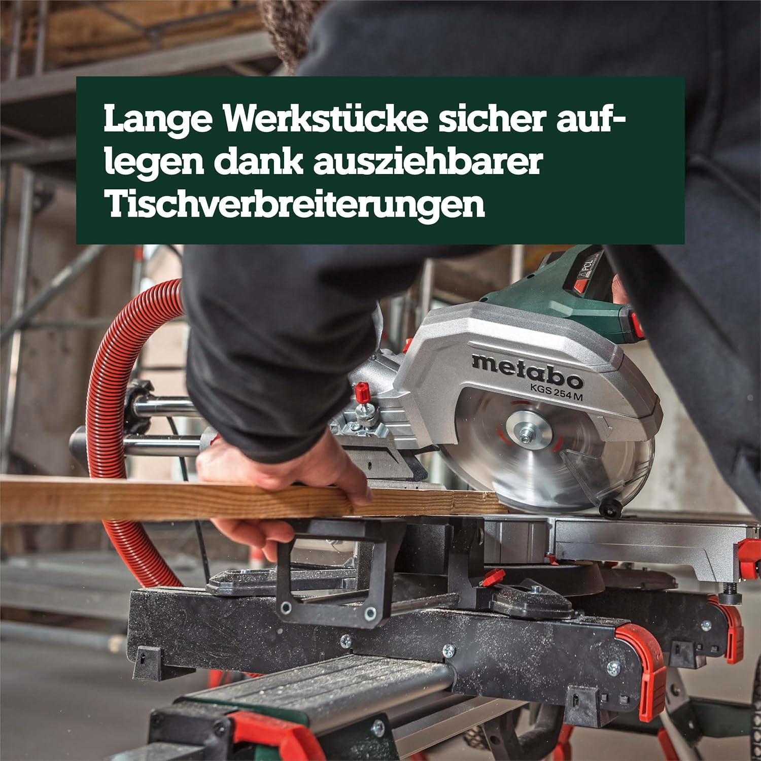 Kapp- und Gehrungssäge KGS 254 M – Precision Cut Line, 254 mm Sägeblatt, Zugfunktion, 2 m Kabellänge