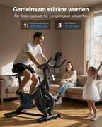 Leises Heimtrainer-Fahrrad, verstellbarer Widerstand, LED-Monitor, Tablet-Halter, Indoor-Cycling, für Cardio, eigene App, bis 136 kg