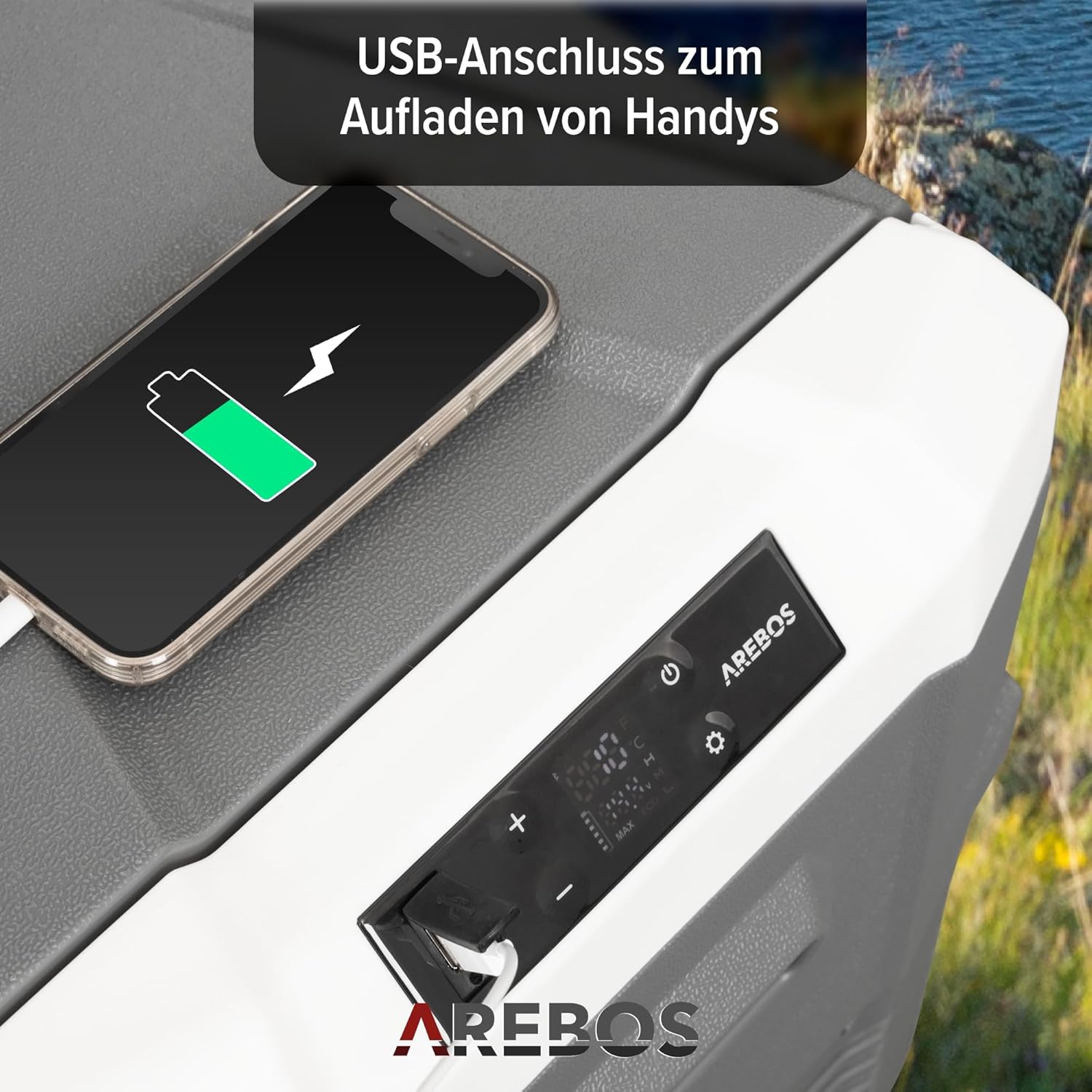 Kompressor Kühlbox 35 L Elektrische Gefrierbox APP Smart-Steuerung USB bis -20°C 12/24V 230V Auto LKW Camping Boot Wohnmobil