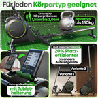 NEU Rudergerät für Zuhause Set - extra leise, Wirbelstrombremse 2.0, bis 150 kg, Magnet-Rudermaschine
