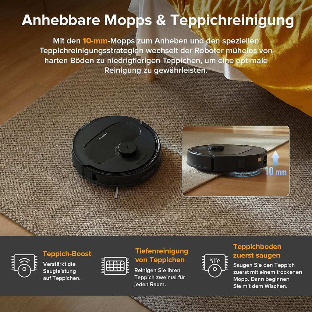 Qrevo Serie + Wischfunktion, 8000Pa (upgraded v. Qrevo S), Anti-Verfilz.-Bürste, Hindernisv., LiDAR-Nav., Dock, schwarz (QV35A)