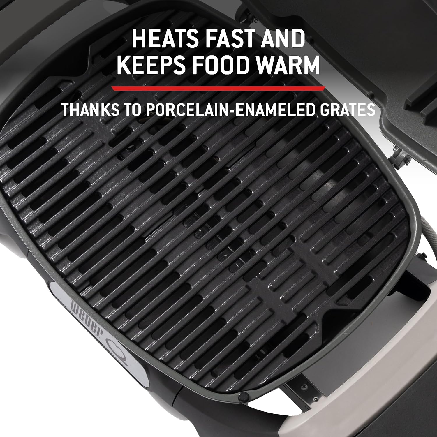 Q 1200N Gasgrill mit Seitentischen,Porzellanemaillierte Gusseisenroste,Deckelthermometer,Hochleistungsbrenner,1290cm² Grillfläche,Midnight Black